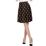 Polka Dots - Brown on Black A-Line Skirt