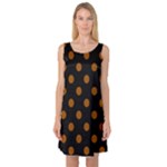 Polka Dots - Brown on Black Sleeveless Satin Nightdress