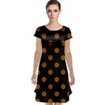 Polka Dots - Brown on Black Cap Sleeve Nightdress