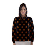 Polka Dots - Brown on Black Hooded Wind Breaker (Women)