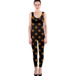 Polka Dots - Brown on Black OnePiece Catsuit