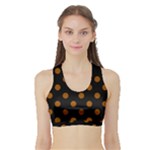 Polka Dots - Brown on Black Women s Sports Bra with Border