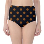 Polka Dots - Brown on Black High-Waist Bikini Bottoms