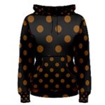 Polka Dots - Chocolate Brown on Black Women s Pullover Hoodie