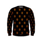 Polka Dots - Chocolate Brown on Black Kid s Sweatshirt