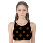 Polka Dots - Chocolate Brown on Black Tank Bikini Top