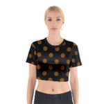 Polka Dots - Chocolate Brown on Black Cotton Crop Top