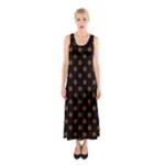 Polka Dots - Chocolate Brown on Black Full Print Maxi Dress