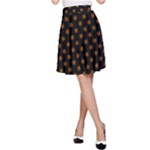 Polka Dots - Chocolate Brown on Black A-Line Skirt