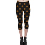 Polka Dots - Chocolate Brown on Black Capri Leggings