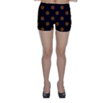 Polka Dots - Chocolate Brown on Black Skinny Shorts