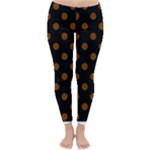 Polka Dots - Chocolate Brown on Black Winter Leggings