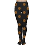 Polka Dots - Chocolate Brown on Black Women s Tights