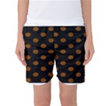 Polka Dots - Chocolate Brown on Black Women s Basketball Shorts