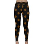 Polka Dots - Chocolate Brown on Black Yoga Leggings