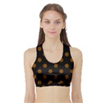 Polka Dots - Chocolate Brown on Black Women s Sports Bra with Border