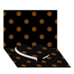 Polka Dots - Chocolate Brown on Black Heart Bottom 3D Greeting Card (7x5)