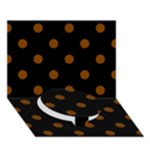 Polka Dots - Chocolate Brown on Black Circle Bottom 3D Greeting Card (7x5)