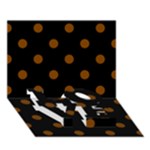 Polka Dots - Chocolate Brown on Black LOVE Bottom 3D Greeting Card (7x5)