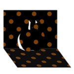 Polka Dots - Chocolate Brown on Black Apple 3D Greeting Card (7x5)