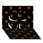 Polka Dots - Chocolate Brown on Black Clover 3D Greeting Card (7x5)