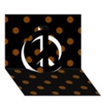 Polka Dots - Chocolate Brown on Black Peace Sign 3D Greeting Card (7x5)