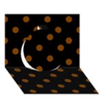 Polka Dots - Chocolate Brown on Black Circle 3D Greeting Card (7x5)