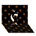 Polka Dots - Chocolate Brown on Black Ribbon 3D Greeting Card (7x5)