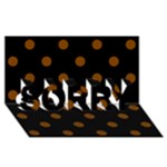 Polka Dots - Chocolate Brown on Black SORRY 3D Greeting Card (8x4)