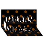 Polka Dots - Chocolate Brown on Black Merry Xmas 3D Greeting Card (8x4)