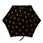 Polka Dots - Chocolate Brown on Black Mini Umbrella