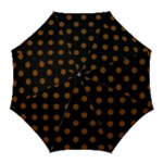 Polka Dots - Chocolate Brown on Black Golf Umbrella