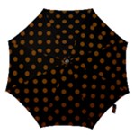 Polka Dots - Chocolate Brown on Black Hook Handle Umbrella (Large)