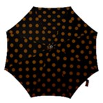 Polka Dots - Chocolate Brown on Black Hook Handle Umbrella (Small)