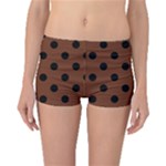 Polka Dots - Black on Auburn Brown Boyleg Bikini Bottoms