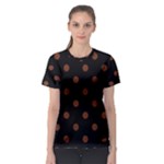 Polka Dots - Auburn Brown on Black Women s Sport Mesh Tee