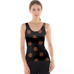 Polka Dots - Auburn Brown on Black Tank Top