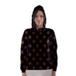 Polka Dots - Auburn Brown on Black Hooded Wind Breaker (Women)