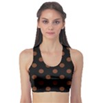 Polka Dots - Auburn Brown on Black Women s Sports Bra