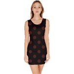 Polka Dots - Dark Sienna Brown on Black Bodycon Dress