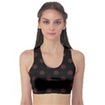 Polka Dots - Dark Sienna Brown on Black Women s Sports Bra