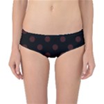 Polka Dots - Dark Sienna Brown on Black Classic Bikini Bottoms