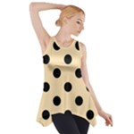 Polka Dots - Black on Peach Orange Side Drop Tank Tunic