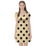 Polka Dots - Black on Peach Orange Short Sleeve Skater Dress