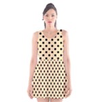 Polka Dots - Black on Peach Orange Scoop Neck Skater Dress