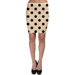 Polka Dots - Black on Peach Orange Bodycon Skirt