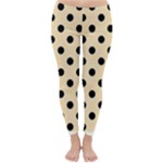 Polka Dots - Black on Peach Orange Winter Leggings