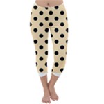 Polka Dots - Black on Peach Orange Capri Winter Leggings