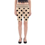 Polka Dots - Black on Peach Orange Yoga Cropped Leggings