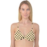 Polka Dots - Black on Peach Orange Reversible Tri Bikini Top